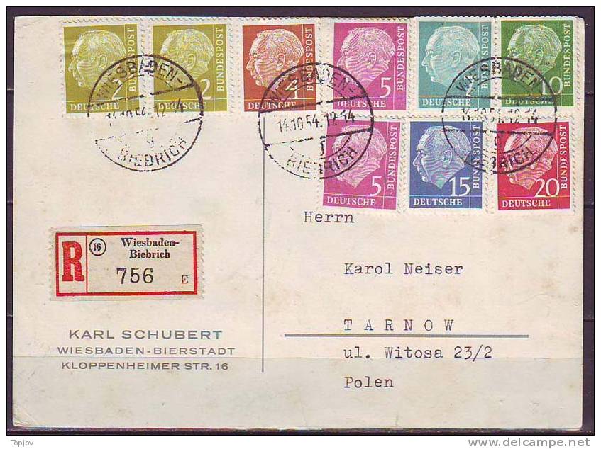 GERMANY - REICH - HOUSS  REC.CARD To POLEN  - 1954 - Lettres & Documents