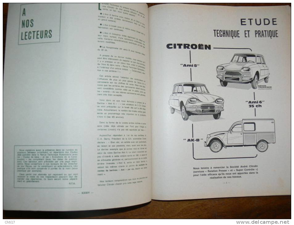 REVUE TECHNIQUE AUTOMOBILE CITROEN  "AMI 8/ 6 " AK- B VOLKSWAGEN  COCCINELLE 1200-1300-1500 DE 1963  EDITE  JUIN 1969 - Auto