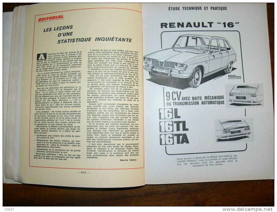 REVUE TECHNIQUE AUTOMOBILE N 299 RENAULT 16 9CV ET EVOLUTION VOLKSWAGEN COCCINELLE (1970-1971) EDITE 1971 - Auto