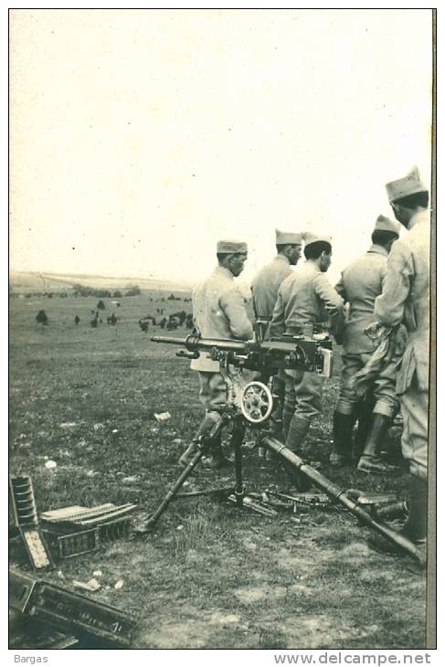 Photo Guerre 14-18 WW1 Mitrailleuse Francaise Munitions Militaire Saint Ouen - War, Military