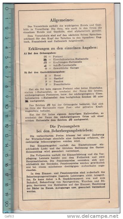 Gaststättenverzeichnis / Gaststätten-Verzeichnis Von Vorarlberg 1951 - Publicités