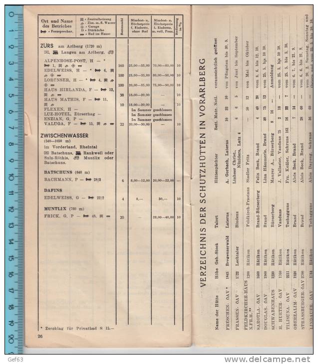 Gaststättenverzeichnis / Gaststätten-Verzeichnis Von Vorarlberg 1951 - Publicités