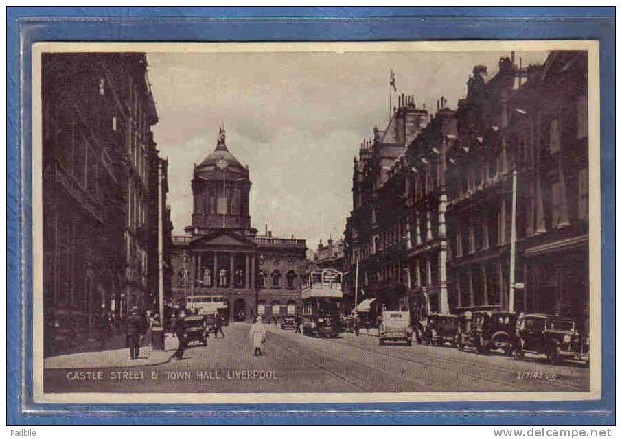 Carte Postale Angleterre Liverpool Castle Street & Town Hall   Trés Beau Plan - Liverpool