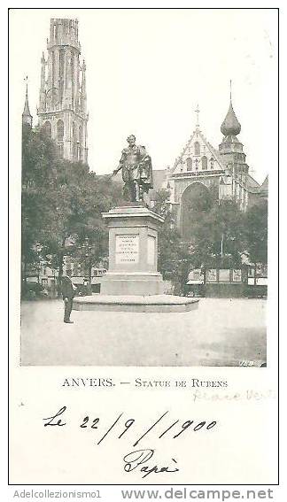 66373)cartolina Illustratoria Anvers - Statue Du Rubens E Panorama - Altri & Non Classificati