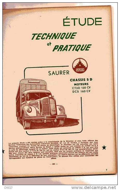 REVUE TECHNIQUE AUTOMOBILE N 120  CAMION SAURER CHASSIS 5D ET  FIAT 1900-1900 A EDITE  AVRIL 1956 - Auto