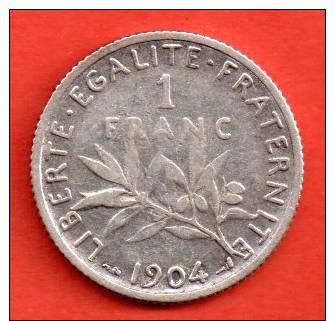 RARE EN CET ETAT---1 FRANC SEMEUSE ARGENT 1904---ETAT : TTB - Autres & Non Classés