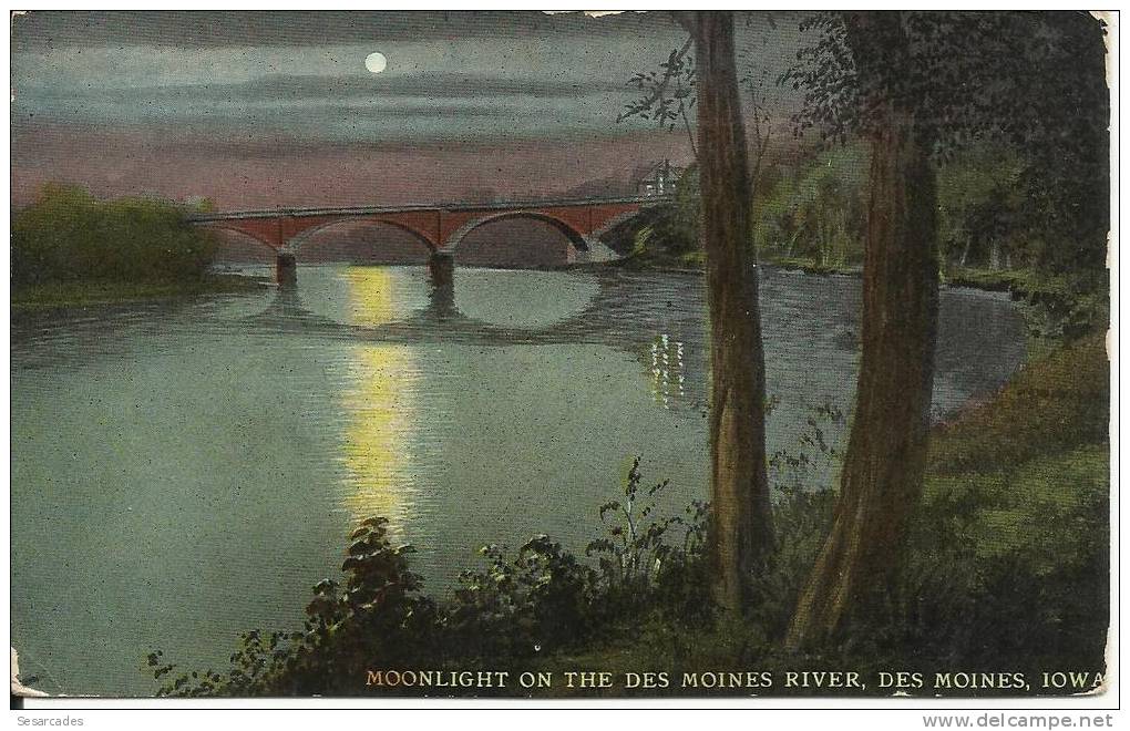 MOONLIGHT ON THE DES MOINES RIVER, DES MOINES (IOWA), NOCTURNE - Des Moines