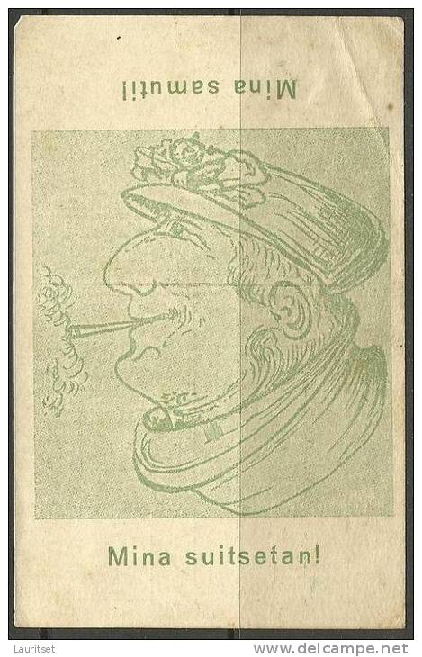 ESTLAND Estonia Estonie Ca. 1920 Interesting Post Card "I'm Smoking! I'm Too! Ich Rauche! Ich Auch! - Humor