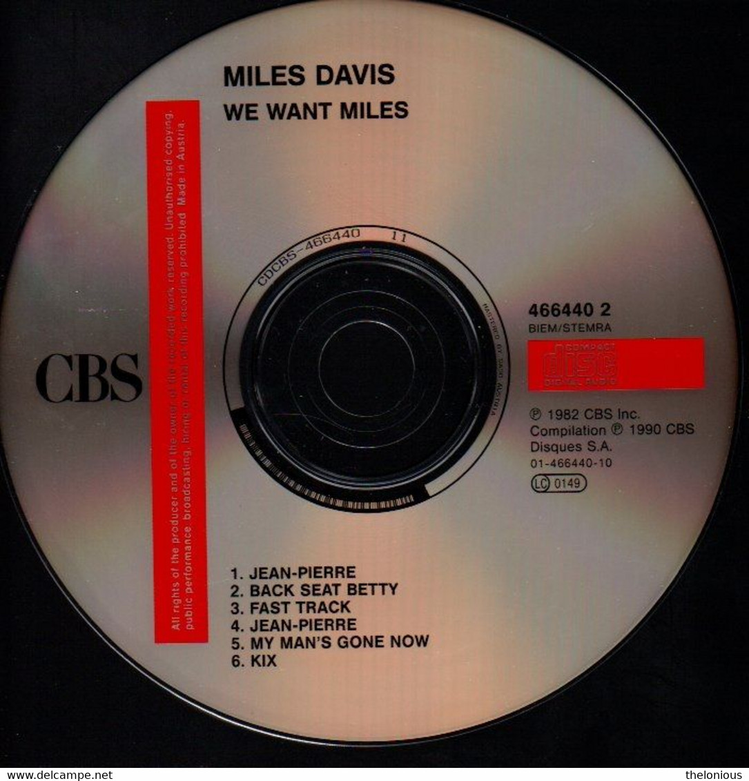 # CD: Miles Davis - We Want Miles - CBS 466440 - Jazz
