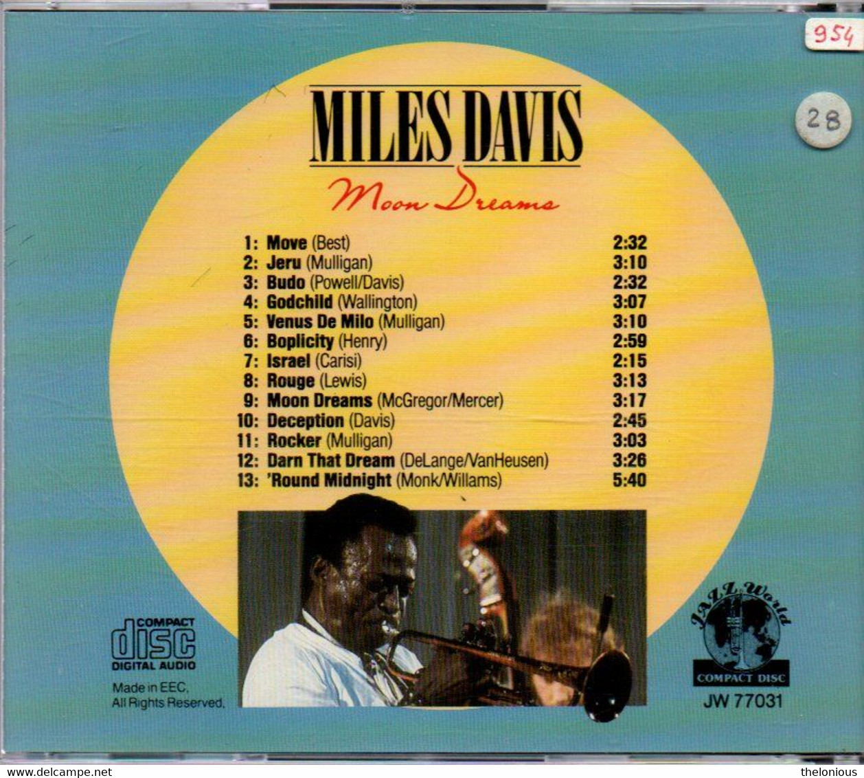 # CD: Miles Davis – Moon Dreams - Jazz World Compact Disc JW 77031 - Jazz