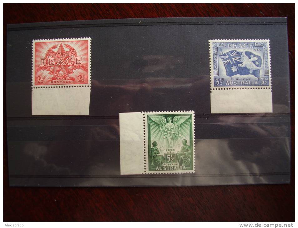 AUSTRALIA  1946  VICTORY ISSUE  Of 18th.February  - THREE Values To 5 1/2d. - Mint Stamps