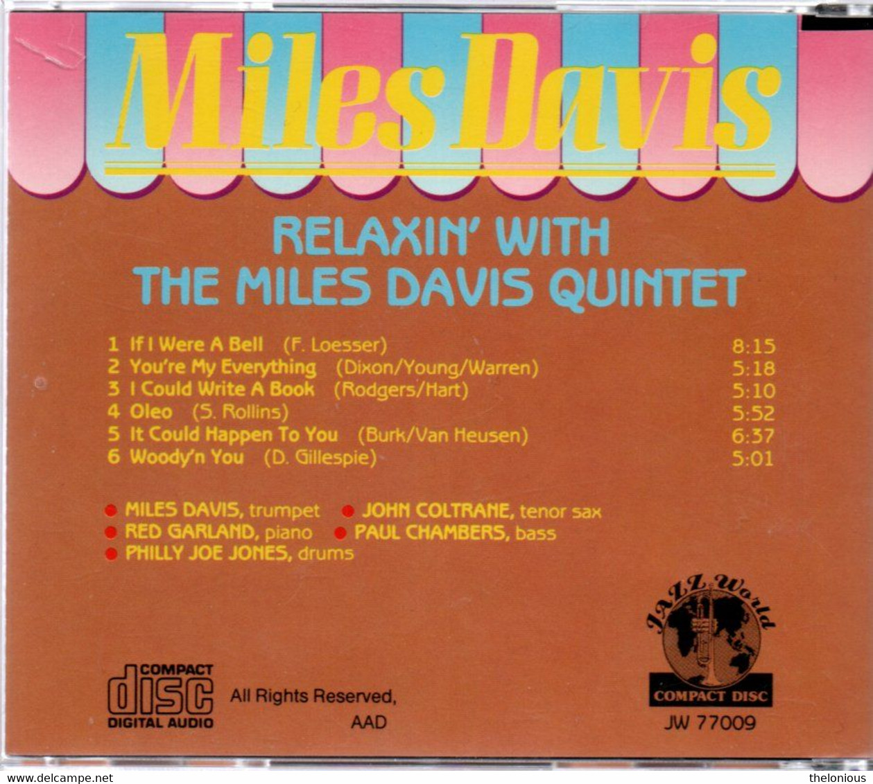 # CD: Miles Davis - Relaxin' With The Miles Davis Quintet - JW 77009 - Jazz