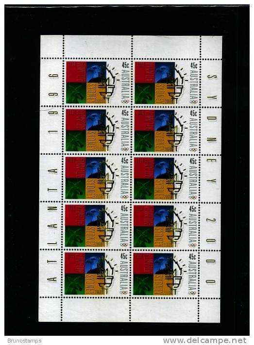 AUSTRALIA - 1996 PASSING OF OLYMPIC FLAG TO SYDNEY  SHEETLET  MINT NH - Hojas, Bloques & Múltiples