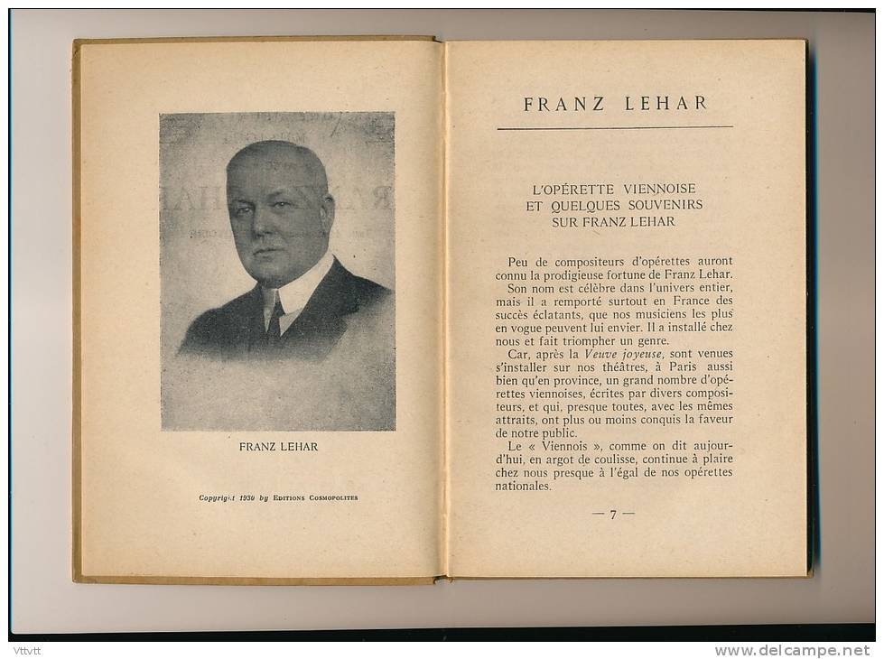 "Une Heure De Musique Avec Franz Lehar" (1930) Texte De André Rivoire, Paroles Et Musiques, 60 Pages - J-L