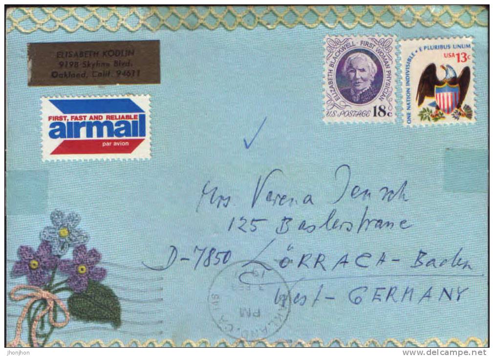 USA-Envelope Circulated In 1977-Dr.Elizabeth Blackwell-first Woman Physician - 1981-00