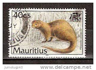 Timbre Maurice 1994 Y&T N°809 (2). Oblitéré. Mangouste. 40Cs. Cote 0.50 € - Mauritius (1968-...)
