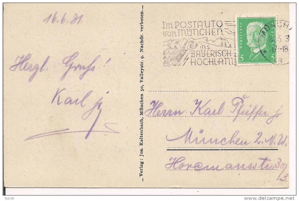 Gastwirtschaft  HUBER - UNTERBIBERG - B/N VIAGGIATA  1931 - FORMATO PICCOLO  9 X 14 - - Münster