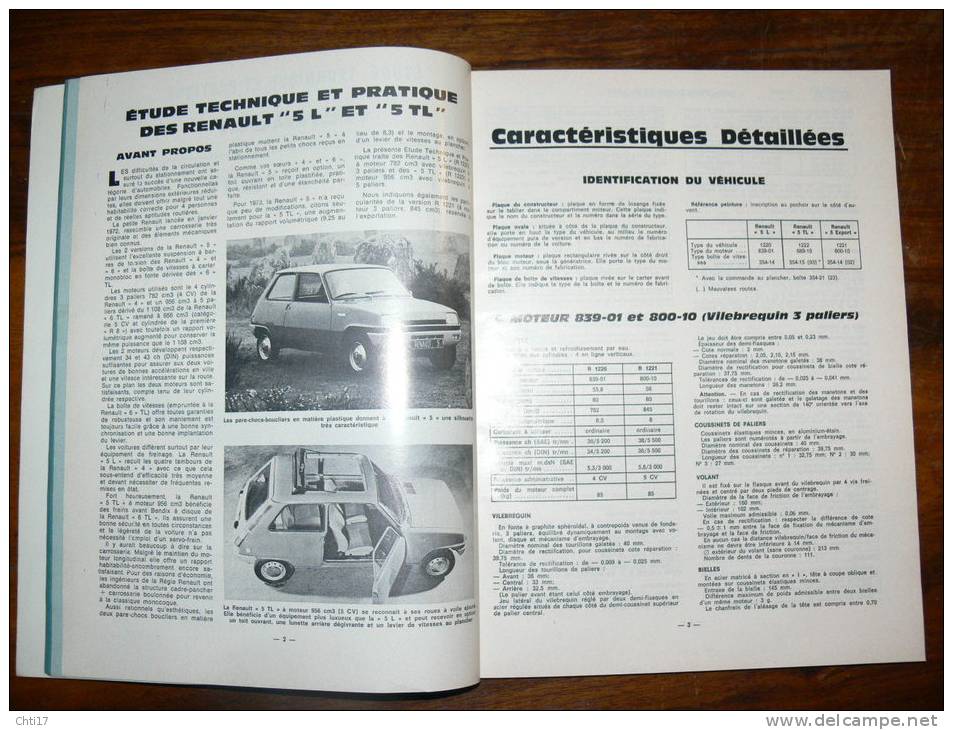 REVUE TECHNIQUE AUTOMOBILE  RENAULT 5L / R5 TL MOTEUR 782/ 845/ 956CM3 DE 1972 A 1976EDITE - Auto