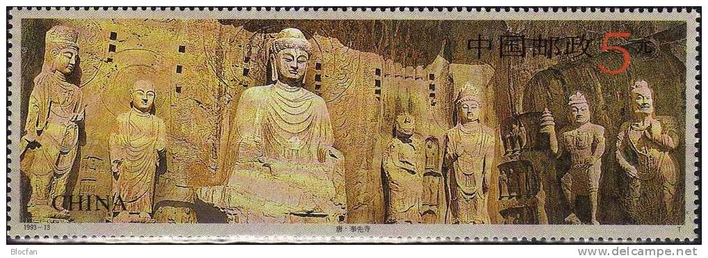 Exposition Bangkok 1997 China 2496+ Bloc 63 II ** 11€ Overprint In Silver Skulptur In Cave-tempel Of The Longmen-ravine - Abarten Und Kuriositäten