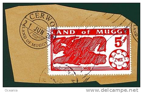 Posted Land Of Muggy Fantasy Stamp Red Map Society Contemporary Issue 5 On Piece- 1992 - Cinderellas