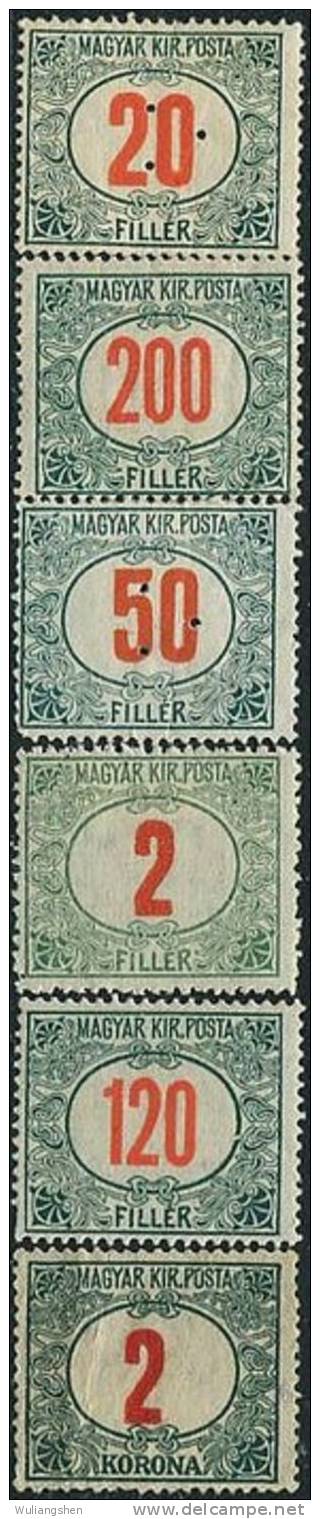 AY0182 Hungary 1919 DUE 6v MLH - Gebraucht