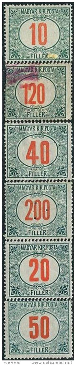 AY0188 Hungary 1919 DUE 6v MLH - Oblitérés