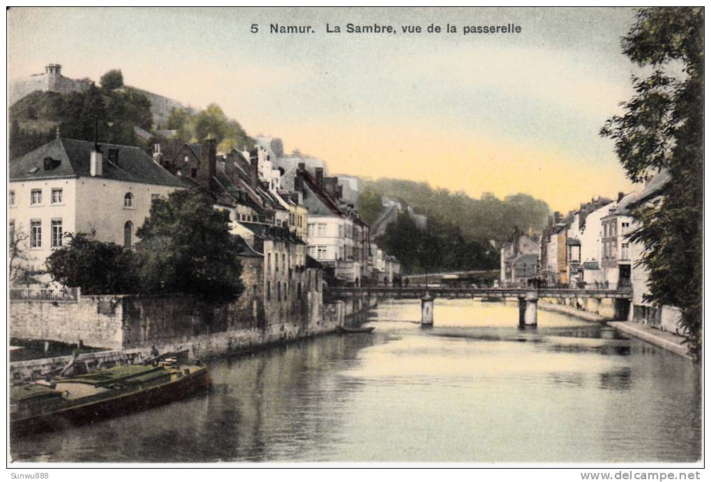 Namur - La Sambre, Vue De La Passerelle (colorée, Péniche) - Namur