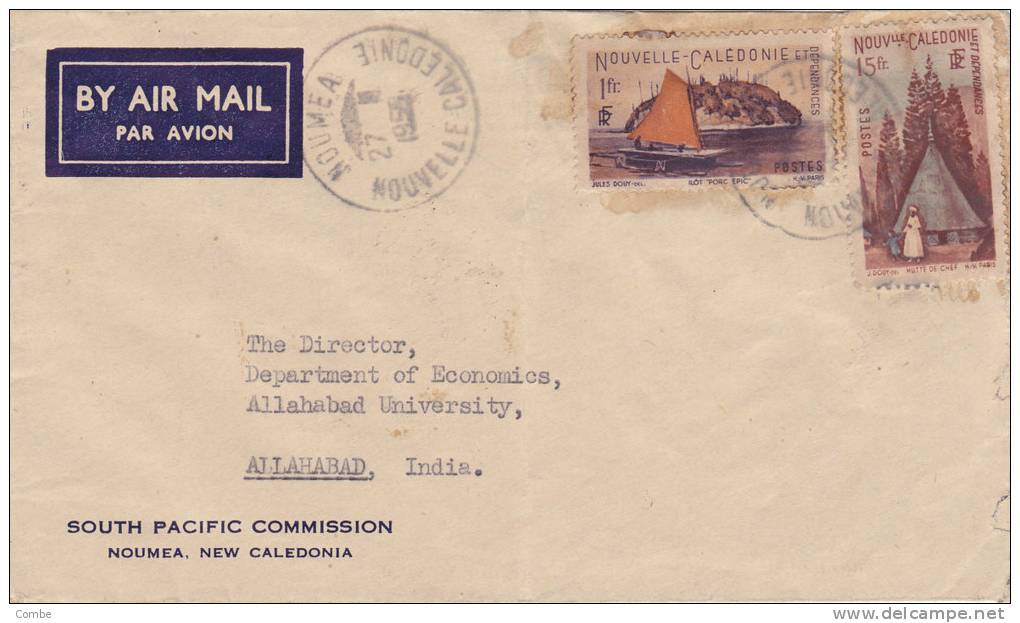 Belle Lettre Nouvelle Calédonie,1955, Pour L'Inde/611 - Cartas & Documentos