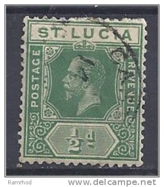 ST LUCIA 1912 King George V - 1/2d Green FU - St.Lucia (...-1978)