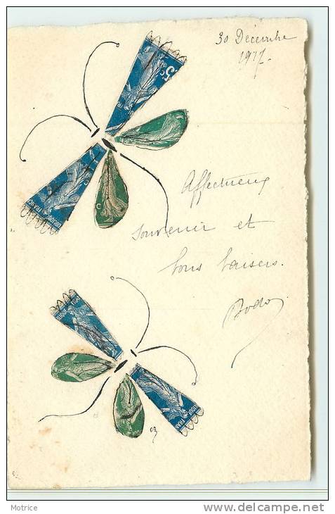 COLLAGE DE TIMBRES   - Papillons - Mariposas