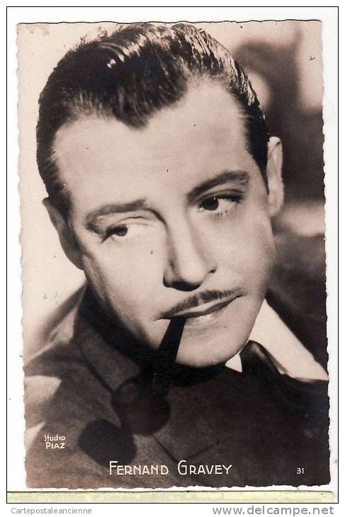 Fernand GRAVEY 1905-1970 Pipe Acteur Franco Belge Cinema Francais Studio PIAZ CPSM 1940s &curren; O.P 31 - Actors