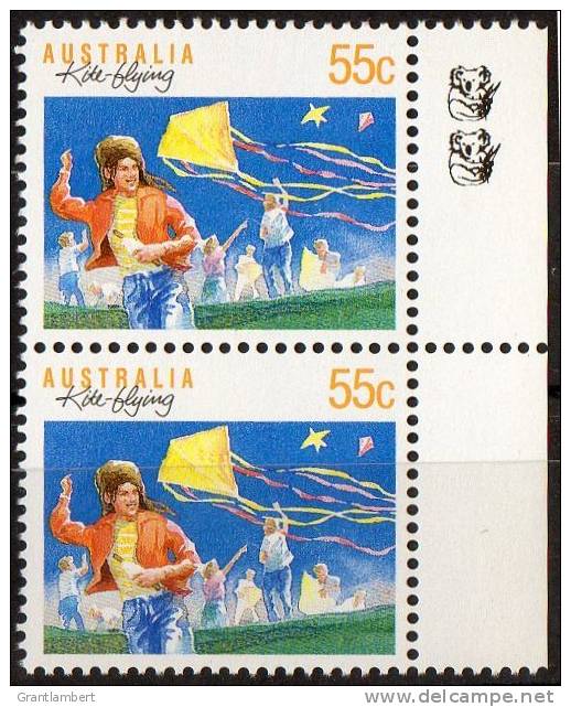 Australia 1989 Sports 55c Kite-flying MNH 2 Koalas Right, Alternating - - Mint Stamps