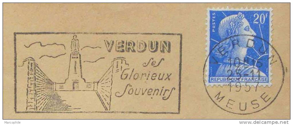 FRANCE - VERDUN - MARIANNE DE MULLER / 1957 OB. SECAP SUR LETTRE (ref 1379) - 1955-1961 Marianne De Muller