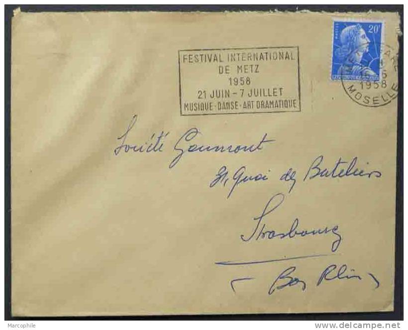 FRANCE - METZ - MARIANNE DE MULLER / 1958 OB. SECAP SUR LETTRE (ref 1382) - 1955-1961 Marianne Of Muller