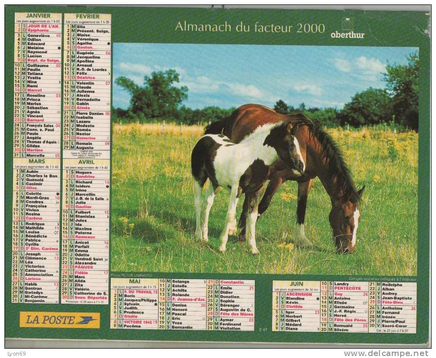 ALMANACH DU FACTEUR  2000  EDITEUR  OBERTHUR - Grand Format : 1991-00
