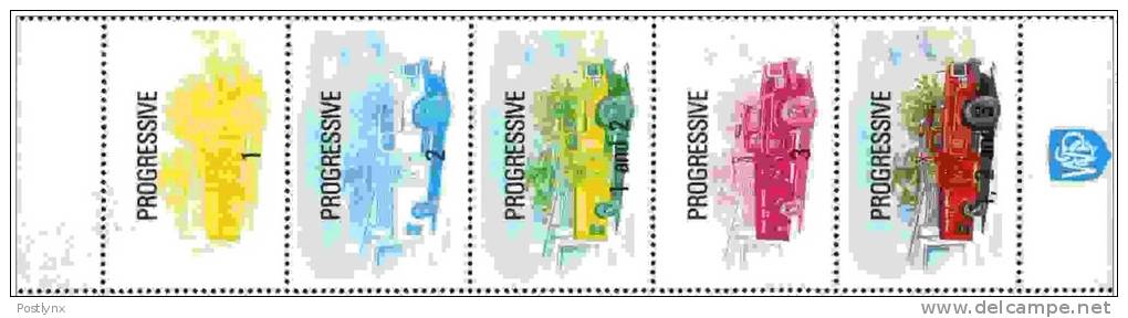 TONGA 1997 Fireman Truck OVPT:new Value Progressive PROOFS:5-STRIP   [prueba Druckprobe  épreuve Prova Proeven] - Vrachtwagens