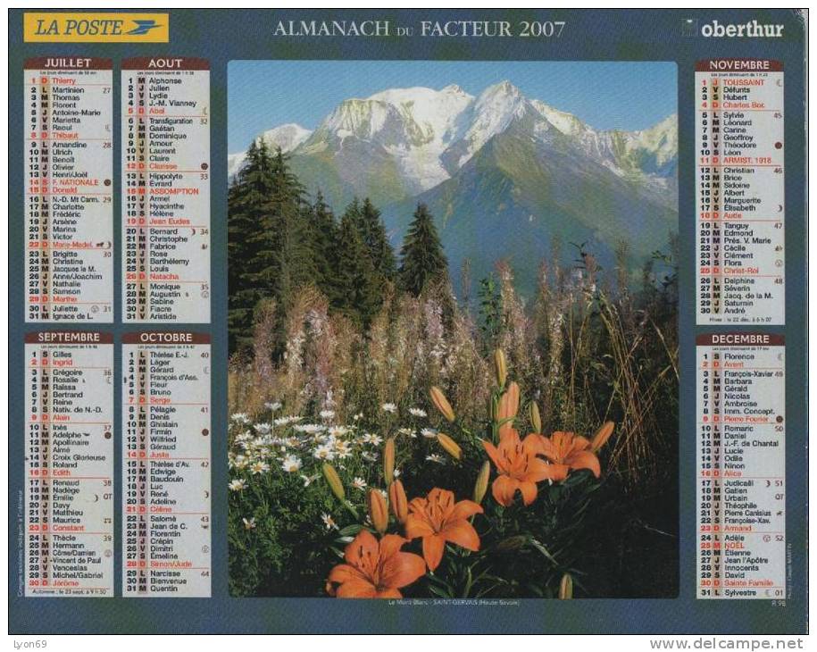 ALMANACH DU FACTEUR 2007  EDITEUR  OBERTHUR - Grand Format : 2001-...