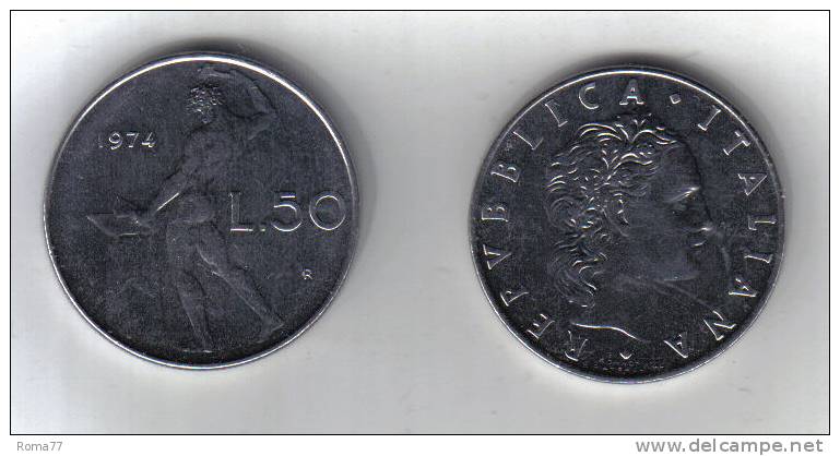 RedA - REPUBBLICA , 50 Lire Del 1974 - 50 Lire
