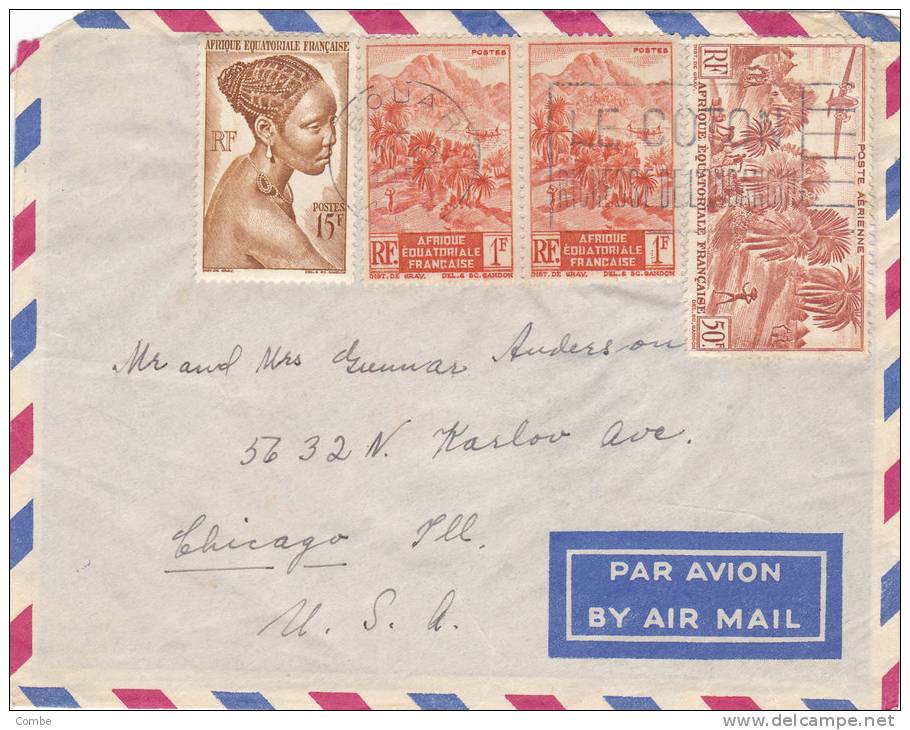 Belle Lettre A.E.F.,1955, Bouar Pour USA/661 - Storia Postale