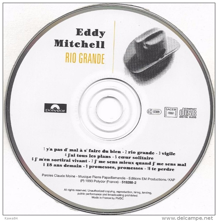 CD  Eddy Mitchell  "  Rio Grande  " - Sonstige - Franz. Chansons