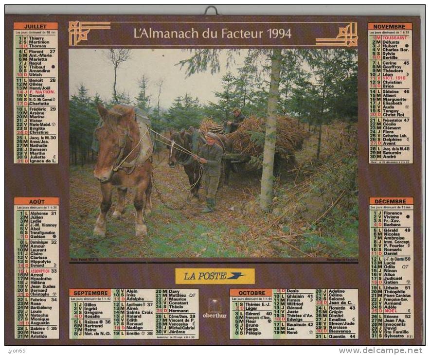 ALMANACH DU FACTEUR 1994   EDITEUR OBERTHUR - Grand Format : 1991-00