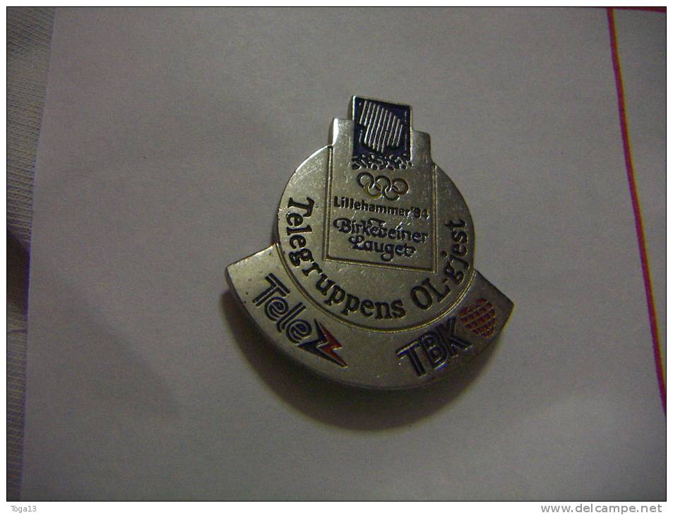 PIN´S  "LILLEHAMMER 94, TELE Z, TBK, TELEGRUPPENS OLGJEST" (13347) - Jeux Olympiques