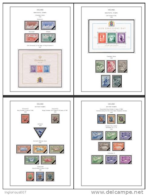 ICELAND STAMP ALBUM PAGES 1873-2011 (159 color illustrated pages)