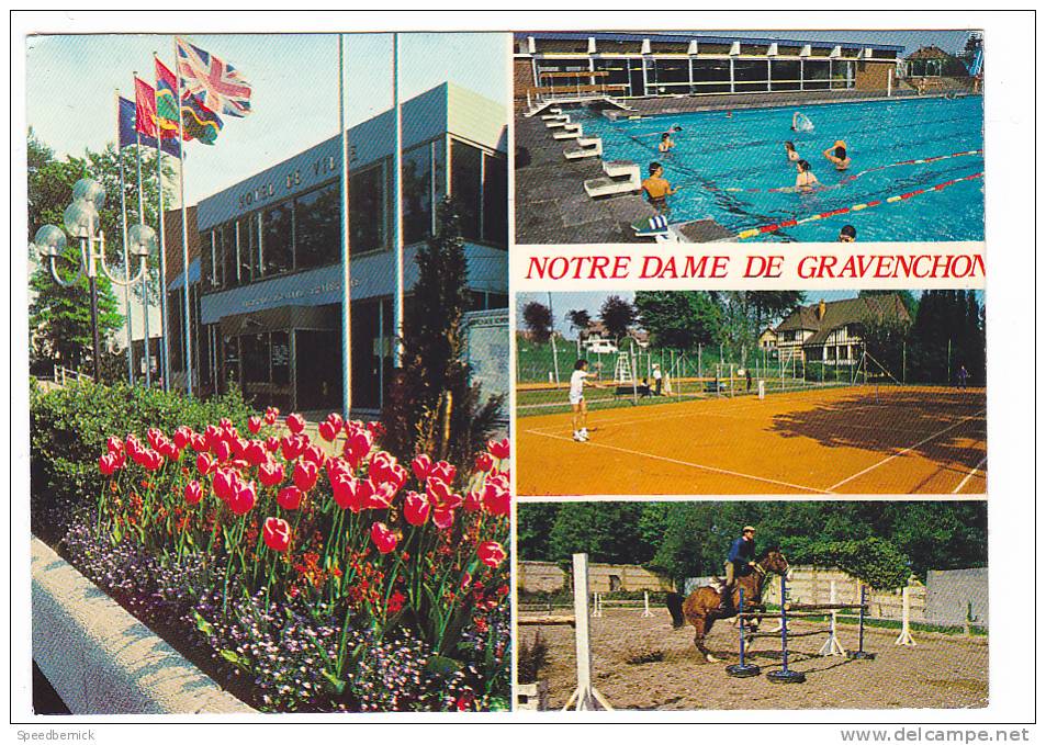 19566 Notre Dame De Gravenchon. Hotel Ville Piscine Tennis Esso Centre Equestre. Multi Vues. La Cigogne - Autres & Non Classés