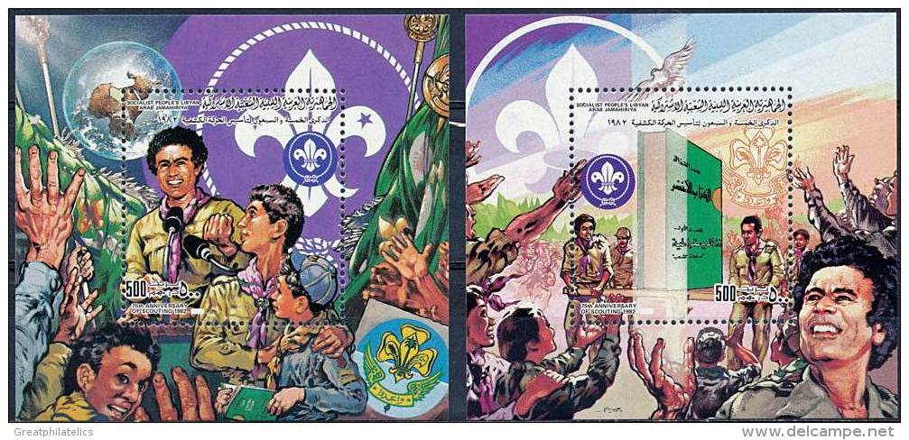 LIBYA 1982 KHADAFI / BOY SCOUTS X2 S/S SC# 1012-13 SCARCE VF MNH - Other & Unclassified