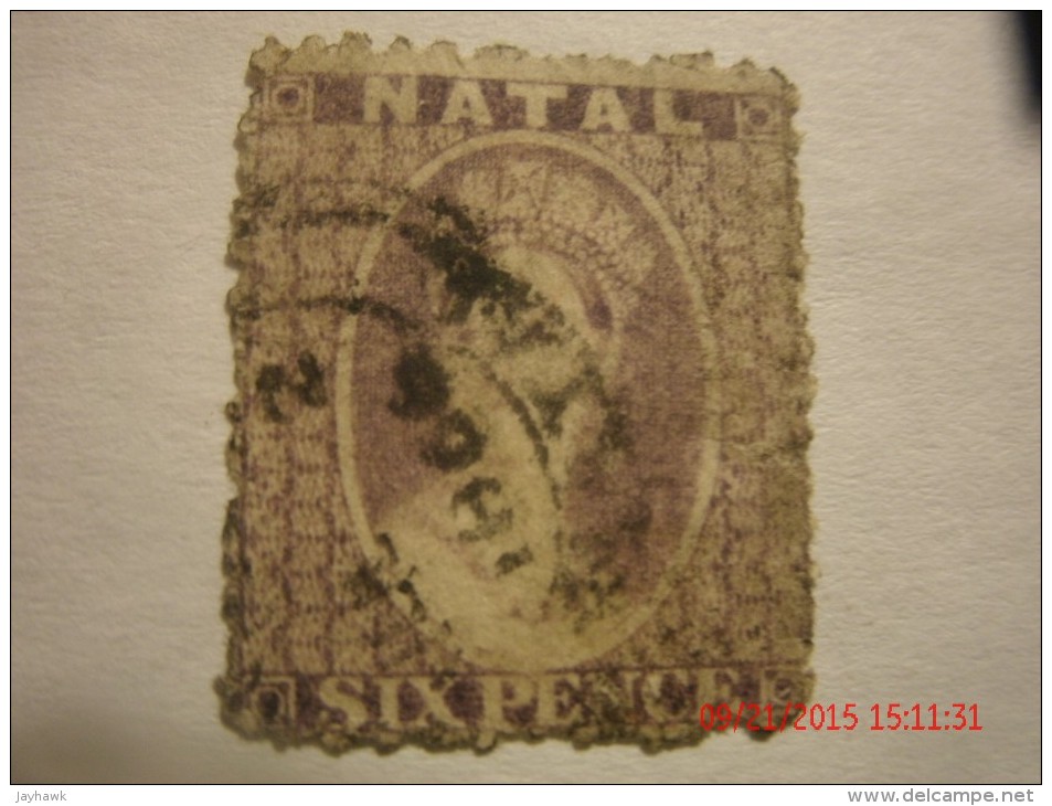 NATAL, SCOTT# 16, 6p VIOLET, USED - Natal (1857-1909)