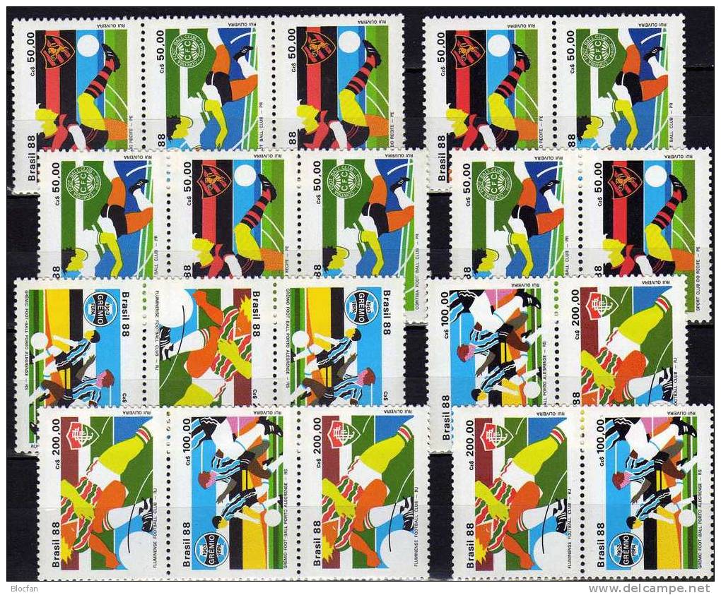 Varianten Senkrecht Fussballclub 1988 Brasilien 2264/7ER, 8xZDs Plus ER-VB ** 29€ FC Fluminense Recife GF Porto Cotitiba - Lots & Serien