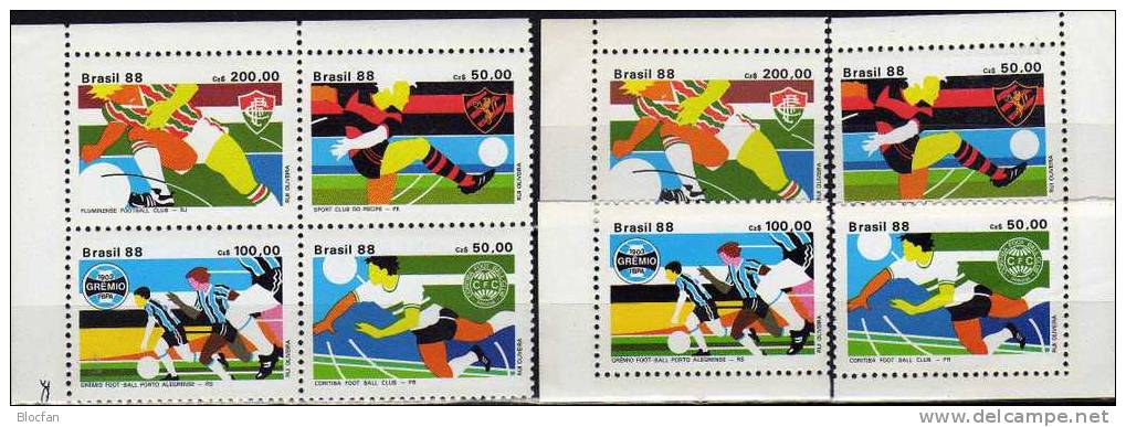 Varianten Senkrecht Fussballclub 1988 Brasilien 2264/7ER, 8xZDs Plus ER-VB ** 29€ FC Fluminense Recife GF Porto Cotitiba - Lots & Serien