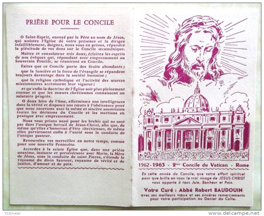 CALENDRIER 1963 2EME CONCIL DU VATICAN ROME JESUS CHRIST  CURE ABBE ROBERT BAUDOUIN DENIER DU CULTE RELIGION PELERIN - Petit Format : 1961-70