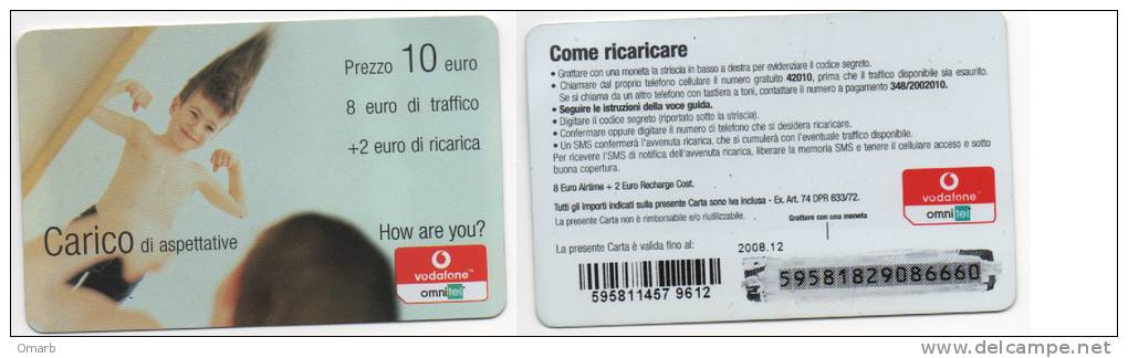 Tel018 Ricarica Vodafone Omnitel - Carico Di Aspettative - Schede GSM, Prepagate & Ricariche